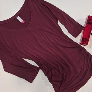 Burgundy Mid Sleeve Blouse - M